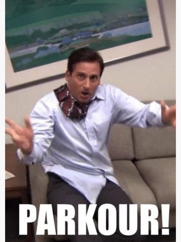 meme parkour — llegamos justo al vuelo